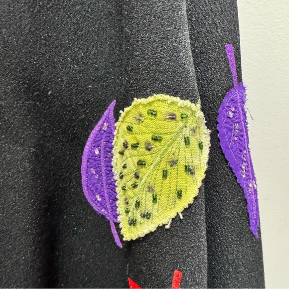 Vintage Anage Beaded Fall Leaves Oversized Open Front Blazer Size Medium - Picture 4 of 11